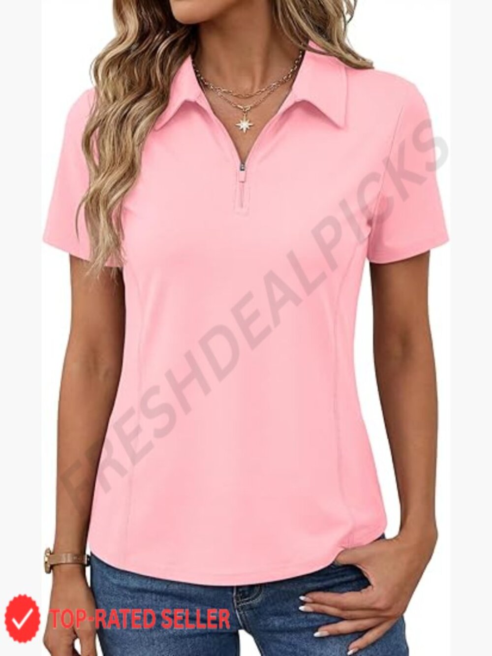 Athletic Polo Quarter Zip Top Stretch Performance Golf Tennis Activewear
